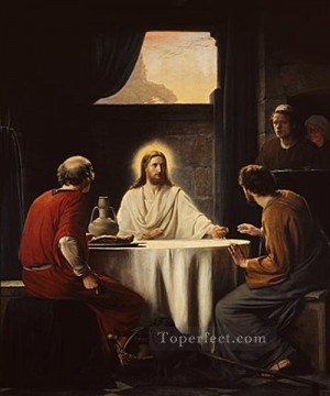  Bloch Pintura - Cristo Emaús religión Carl Heinrich Bloch